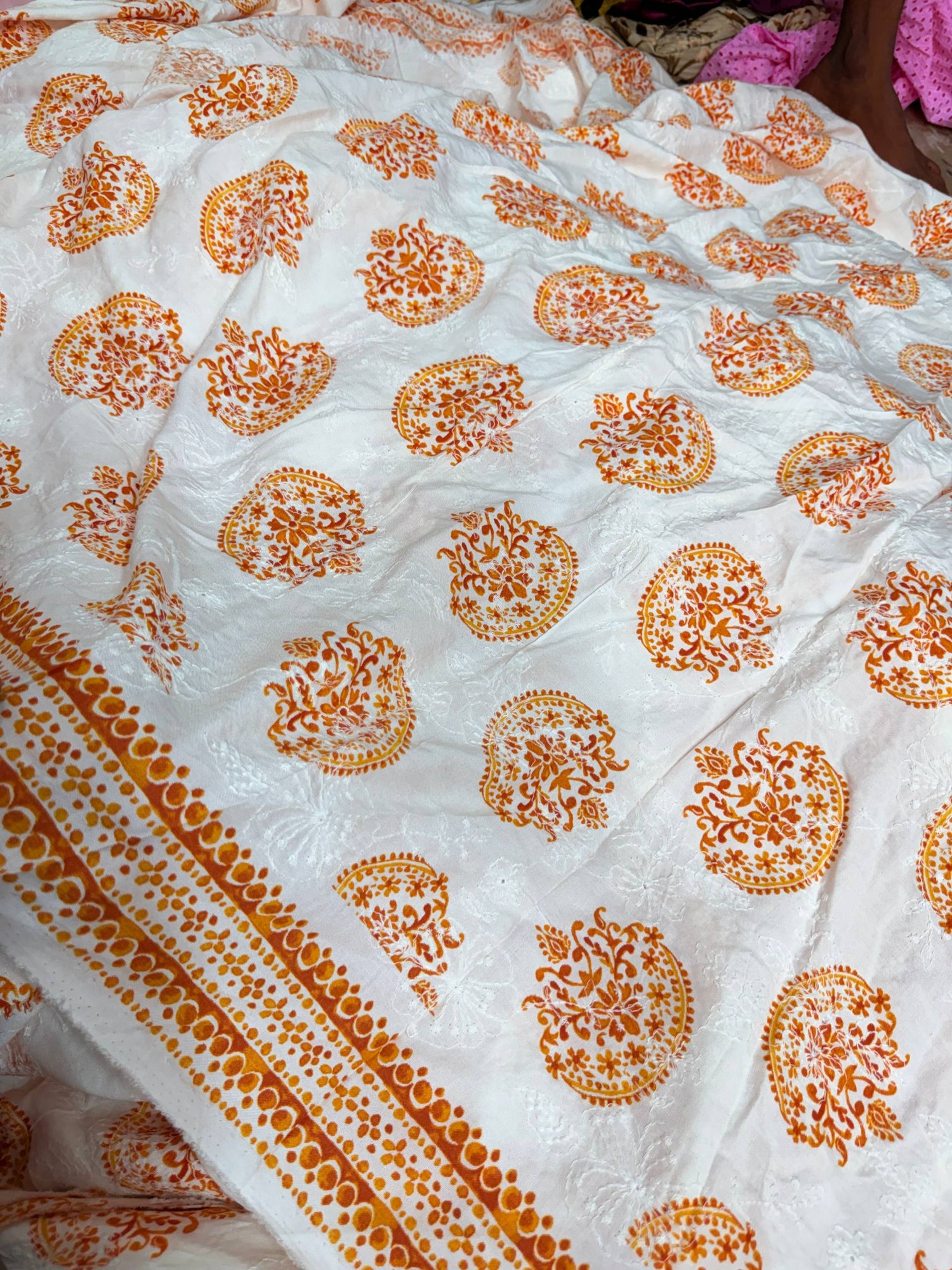 Most Premium Pure Hakuba Chikankari Cotton Fabric (Big WIDTH!!)