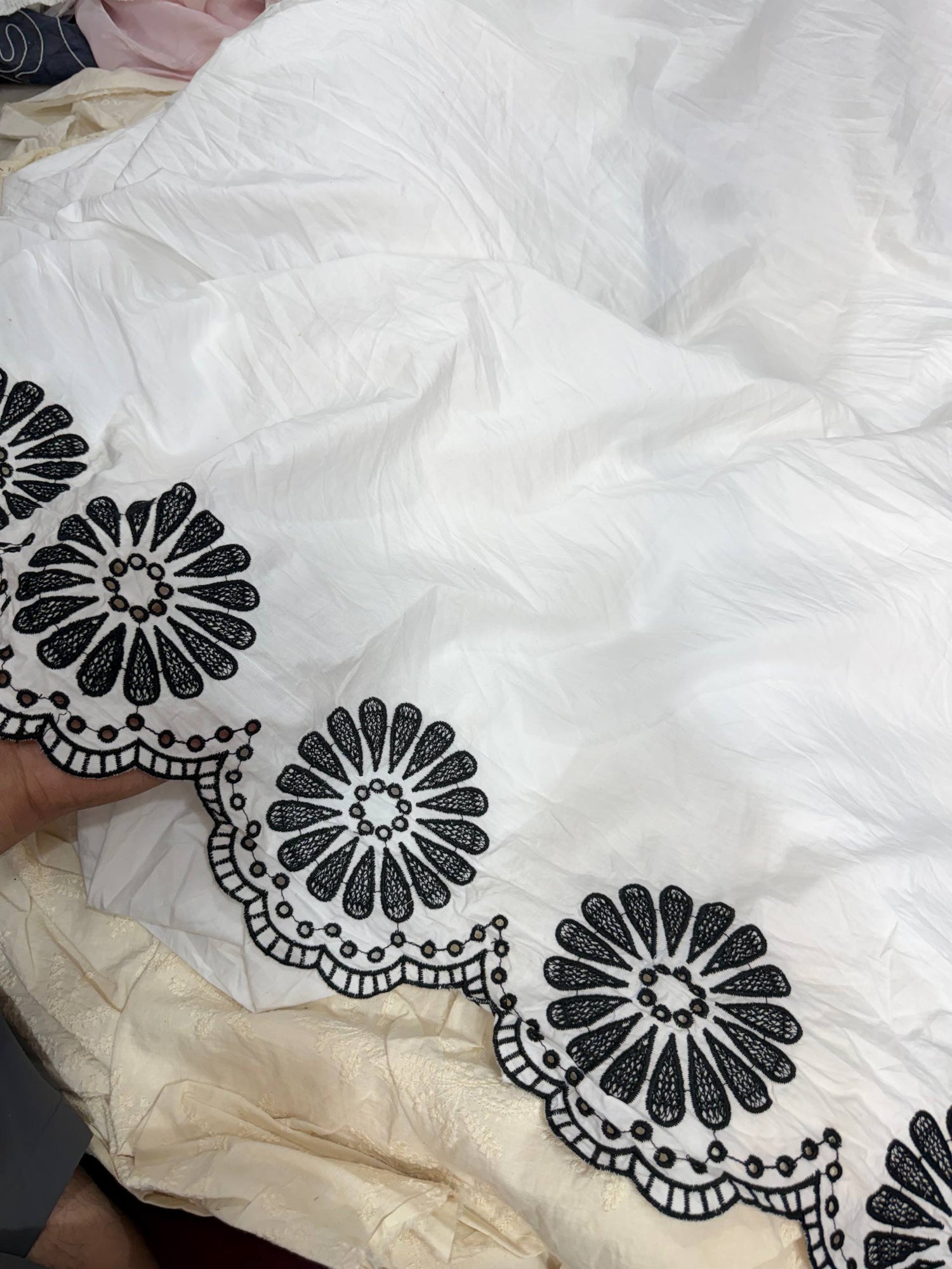 Most Premium Pure Hakuba Chikankari Cotton Fabric (Big WIDTH!!)