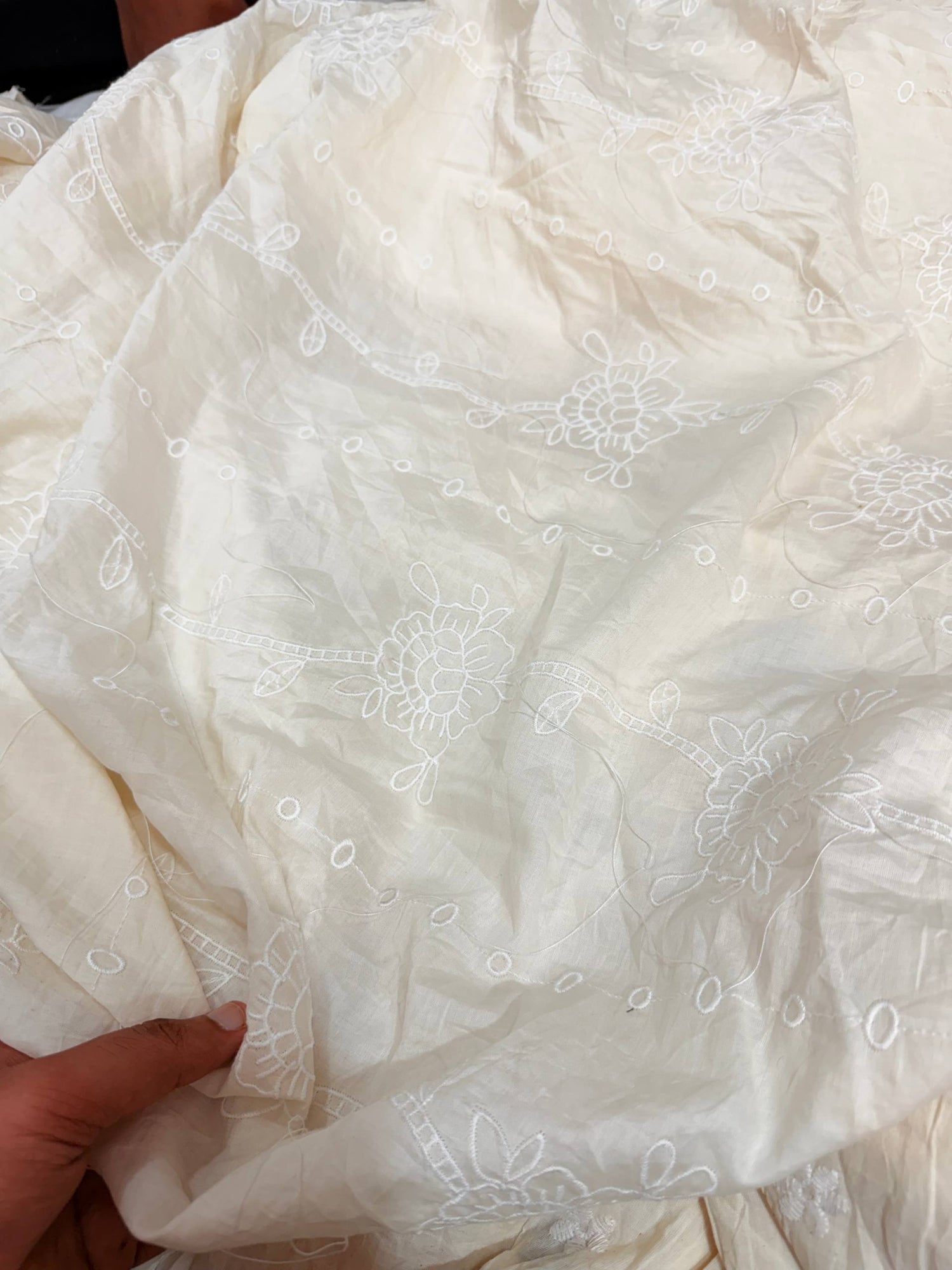 Most Premium Pure Hakuba Chikankari Cotton Fabric (Big WIDTH!!) Dyeable Also