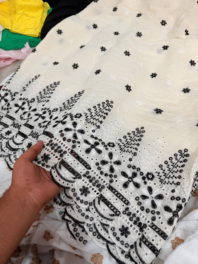 Most Premium Pure Hakuba Chikankari Cotton Fabric