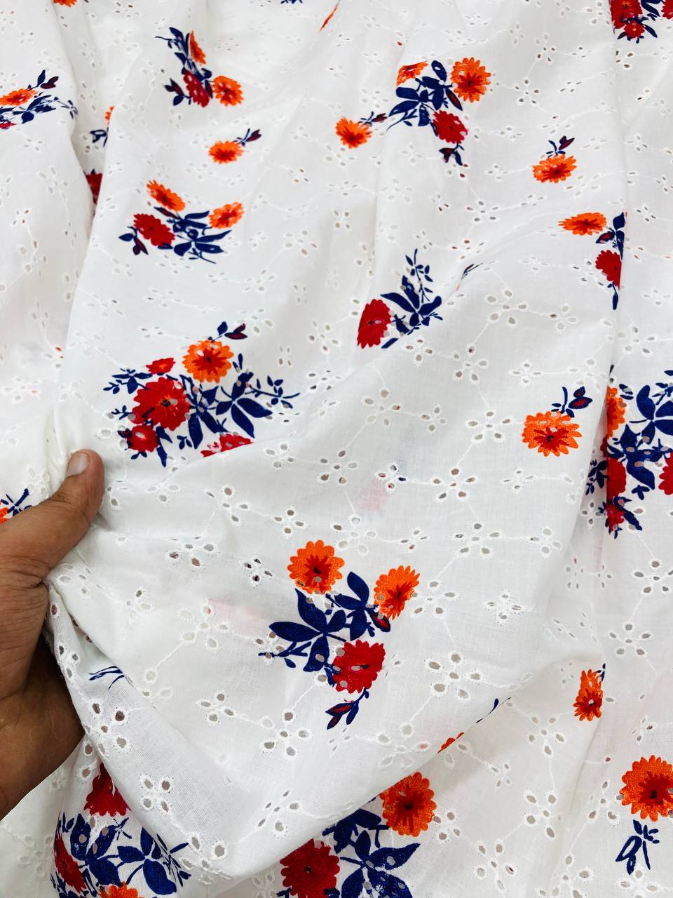 Most Premium Pure Cotton Hakuba Chikankari Printed Fabric (Big WIDTH!!)