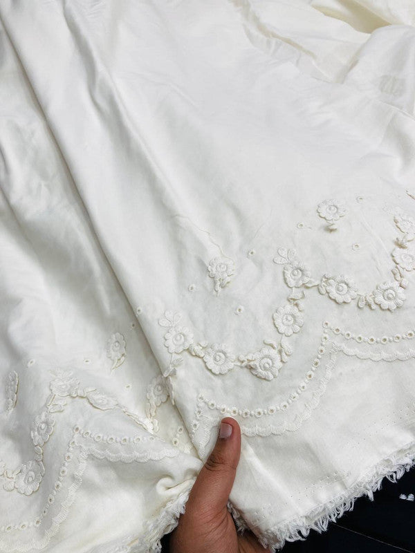 Most Premium Imported 3D Applique Fine Embroidery Cotton FABRIC (Big WIDTH!!) - DYEBALE ALSO