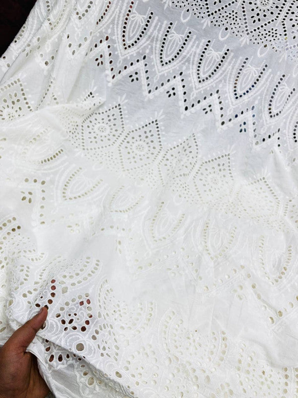 Most Premium Pure Hakuba Chikankari Embroidery On Pure Cotton FABRIC (Dyeable Also)  (Big WIDTH!!)