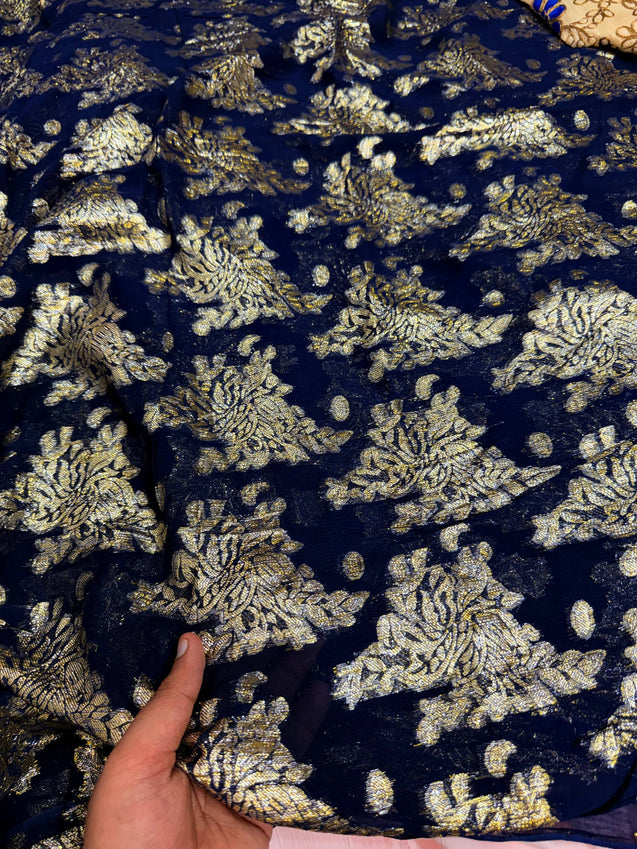 Most Premium Fine Zari Weaving On Pure Georgette FABRIC