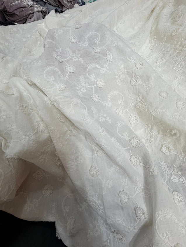 Most Premium Pure Hakuba Chikankari Cotton Fabric (Big WIDTH!!)