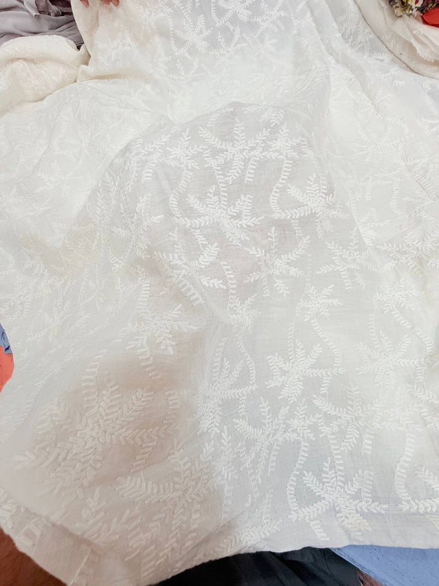 Most Premium Pure Hakuba Chikankari Cotton Fabric Dyeable Also