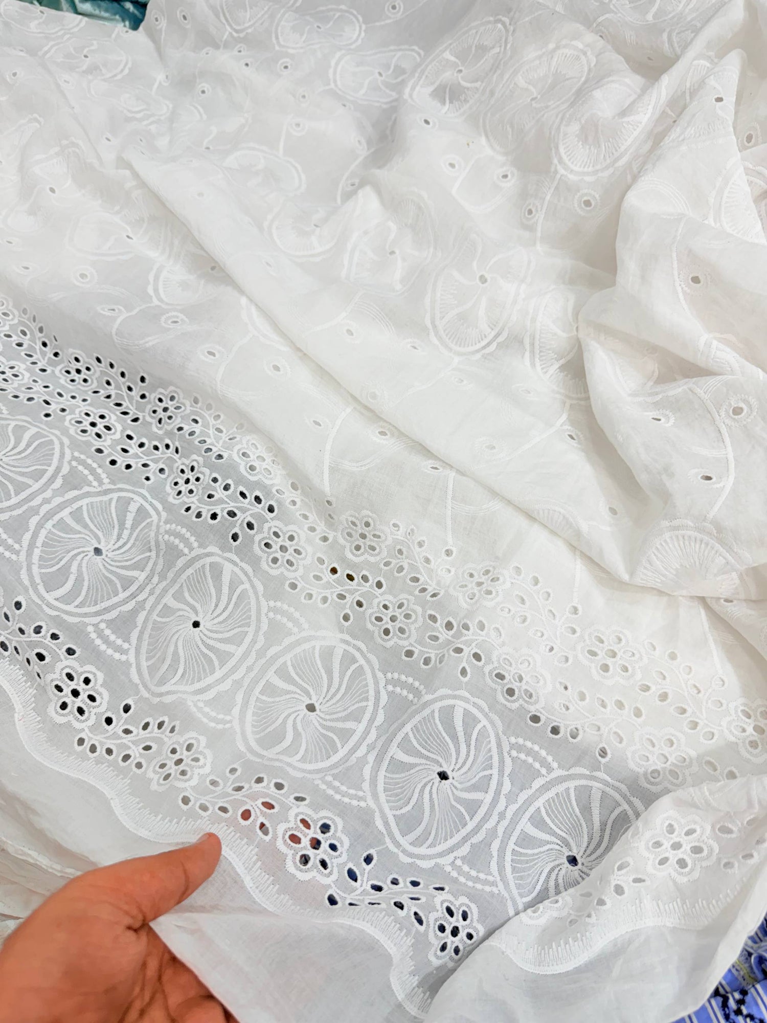 Most Premium Pure Hakuba Chikankari Cotton Fabric (Big WIDTH!!)