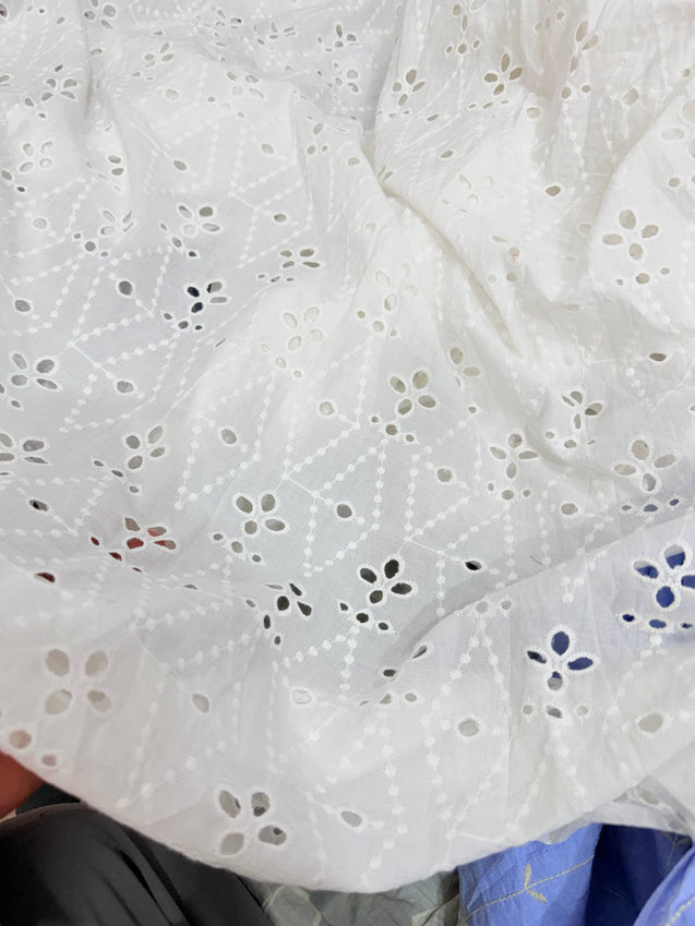 Most Premium Pure Hakuba Chikankari Cotton Fabric (Big WIDTH!!) (Dyeable Also)