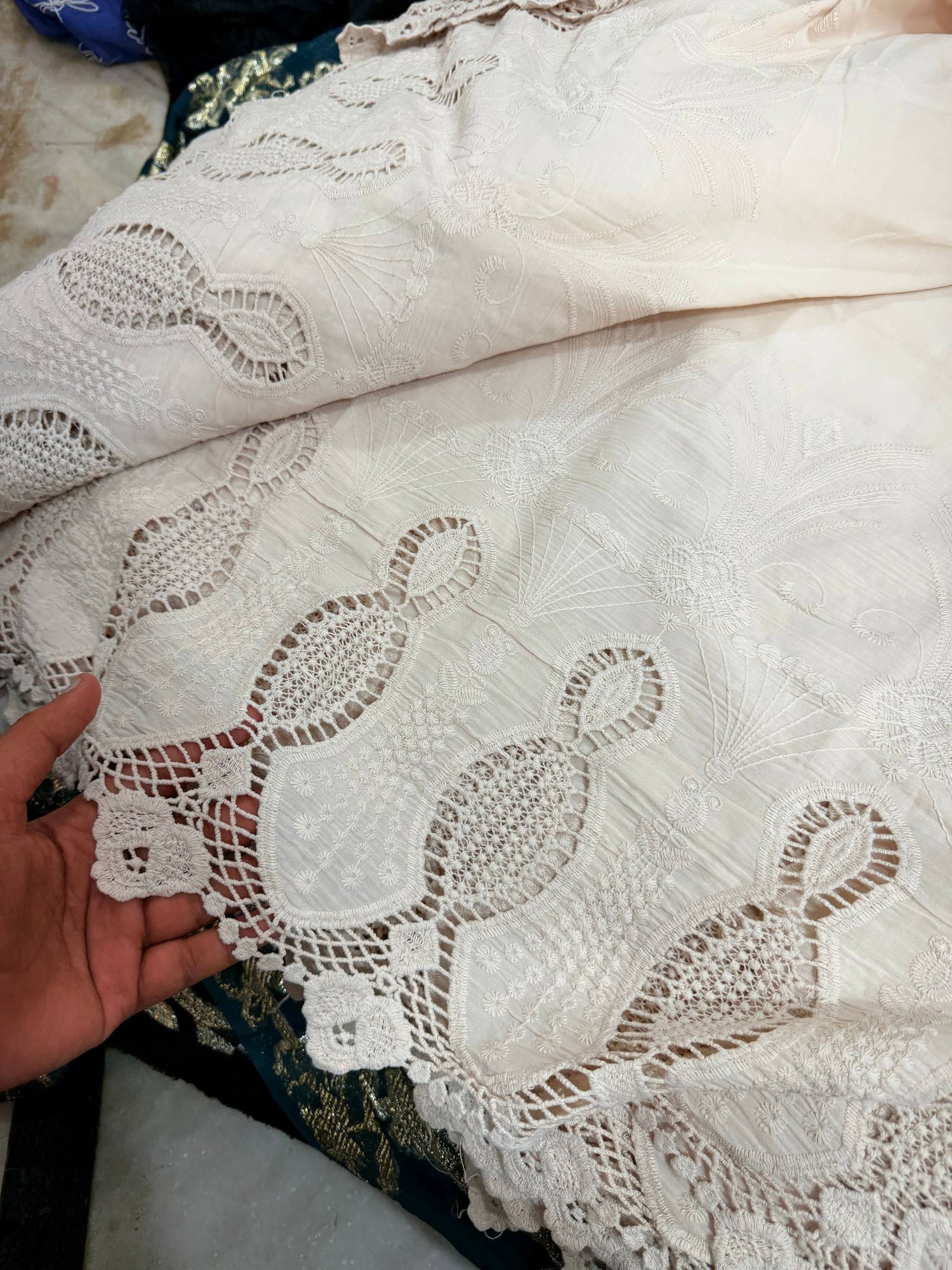 Most Premium Pure Hakuba Chikankari Cotton Fabric (Big WIDTH!!)