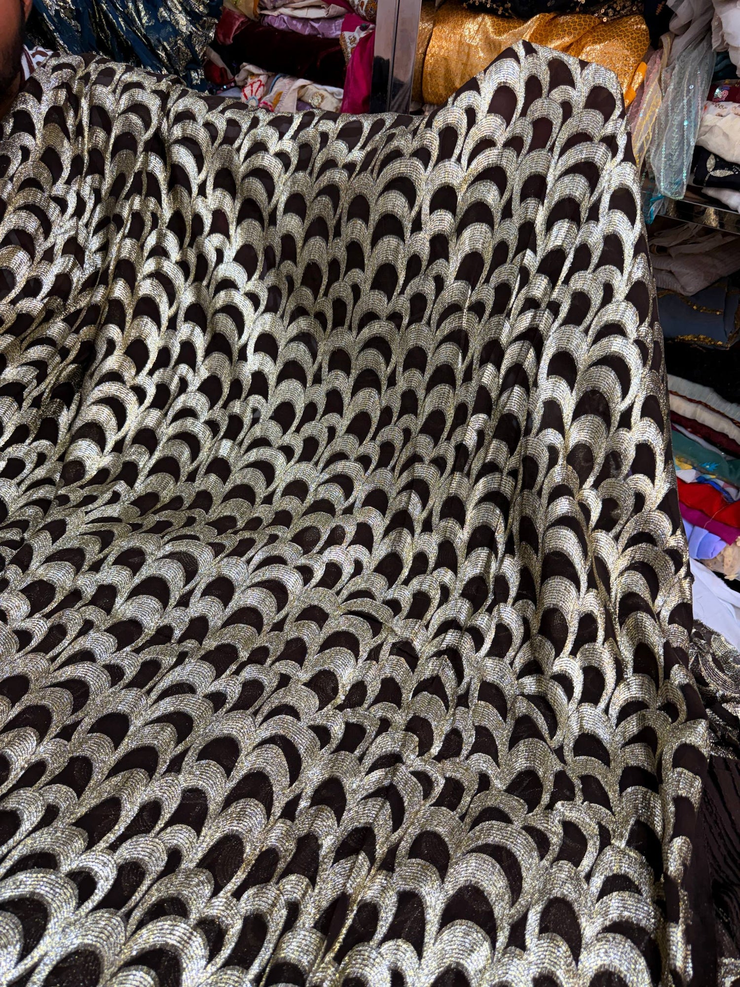 Most Premium Fine Zari Weaving On Pure Georgette FABRIC (Big WIDTH!!)