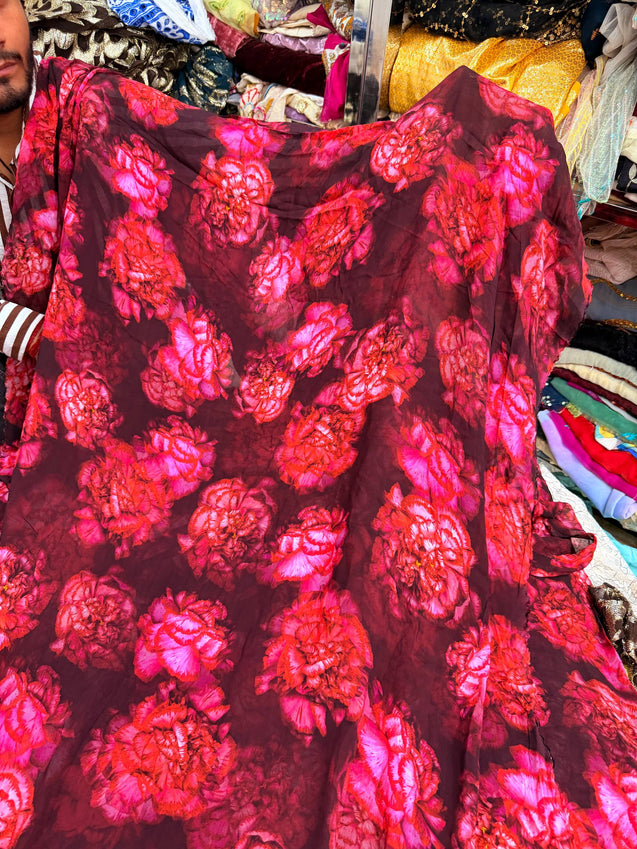Most Premium Pure Viscose Georgette PRINTED Fabric (Big WIDTH!!)