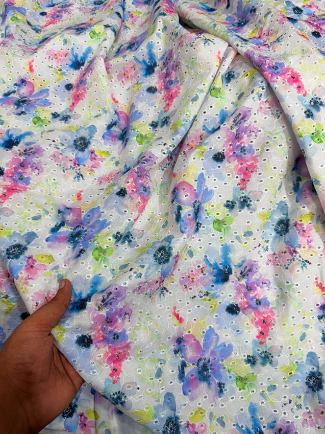 Most Premium Pure Hakuba Chikankari PRINTED Cotton Fabric (Big WIDTH!!)