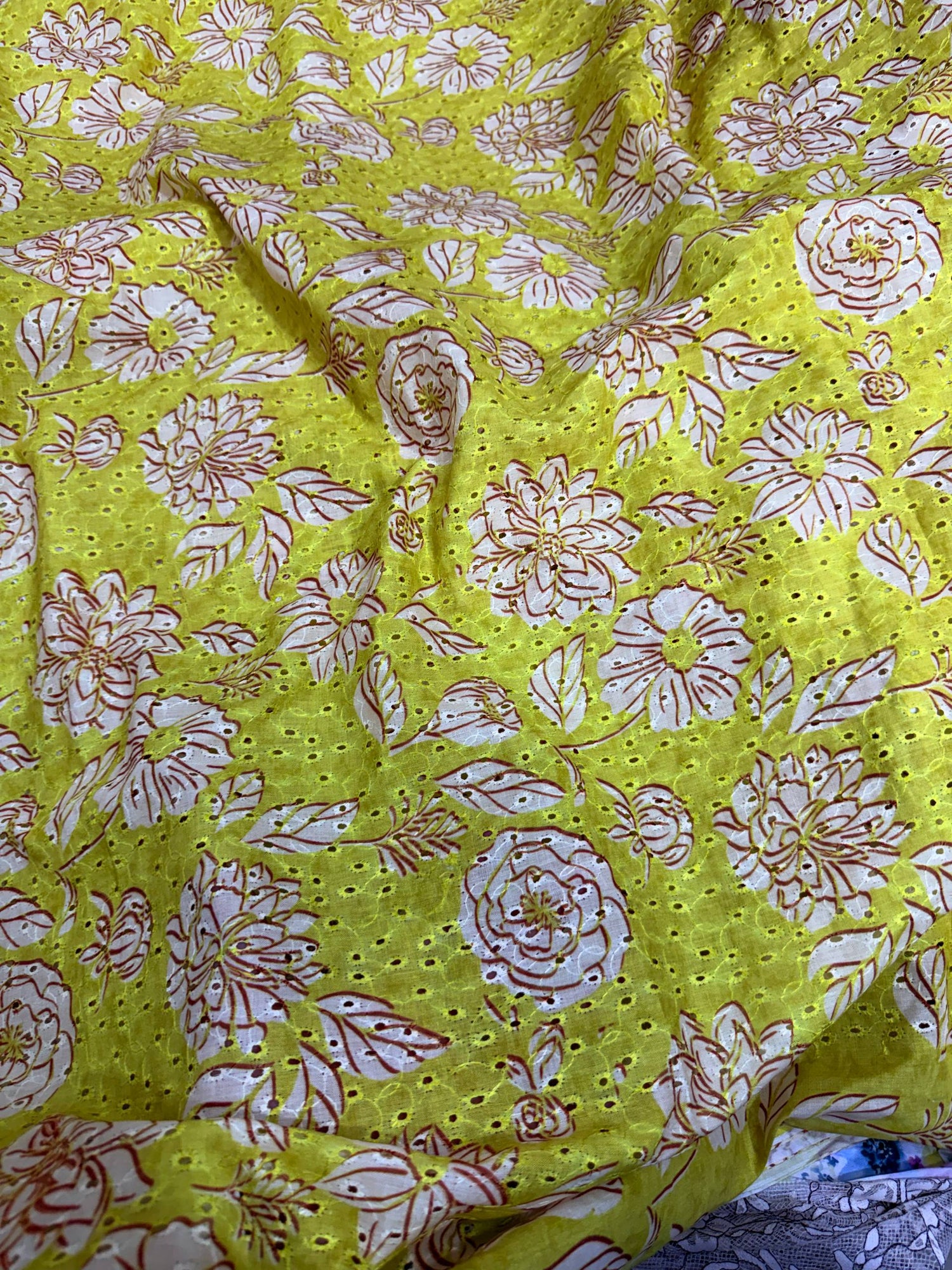 Most Premium Pure Hakuba Chikankari PRINTED Cotton Fabric (Big WIDTH!!)