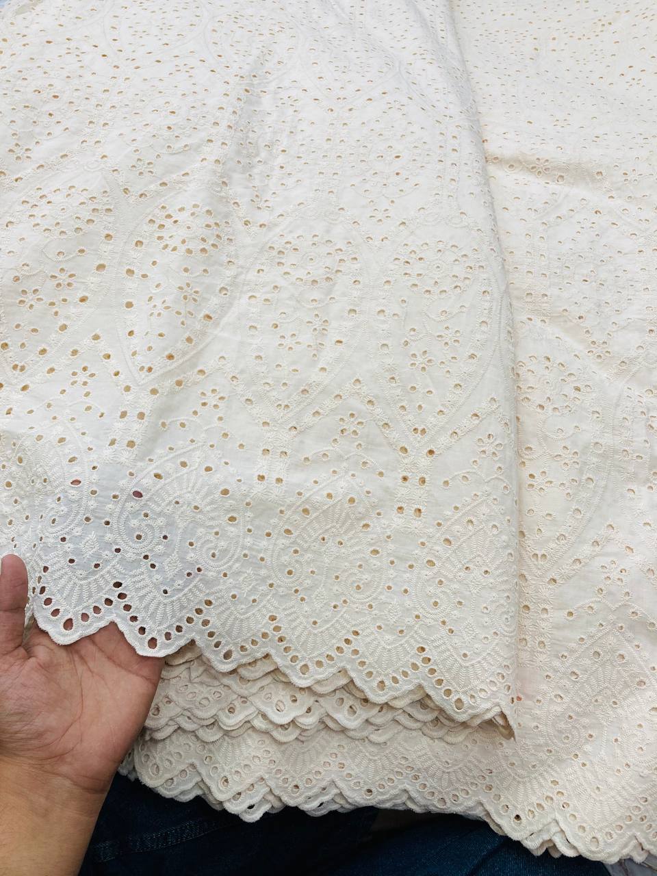 Most Premium Pure Cotton Hakuba Chikankari Fabric (Dyeable Also) (Big WIDTH!!)
