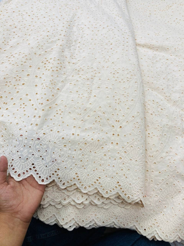 Most Premium Pure Cotton Hakuba Chikankari Fabric (Dyeable Also) (Big WIDTH!!)