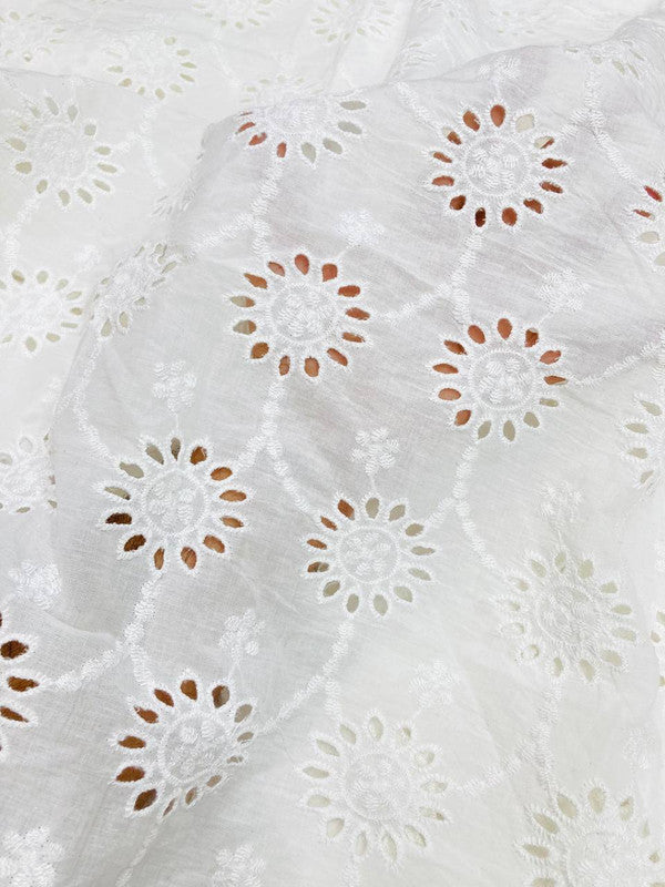 Most Premium Pure Hakuba Chikankari Embroidery On Pure Cotton FABRIC (Dyeable Also) (Big WIDTH!!)