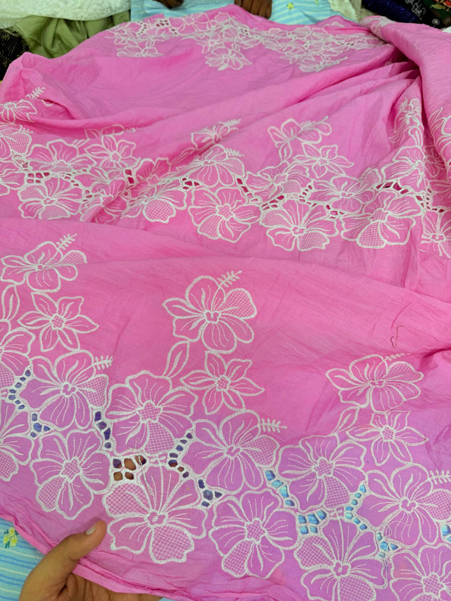 Most Premium Pure Hakuba Chikankari Cotton Fabric (Big WIDTH!!)