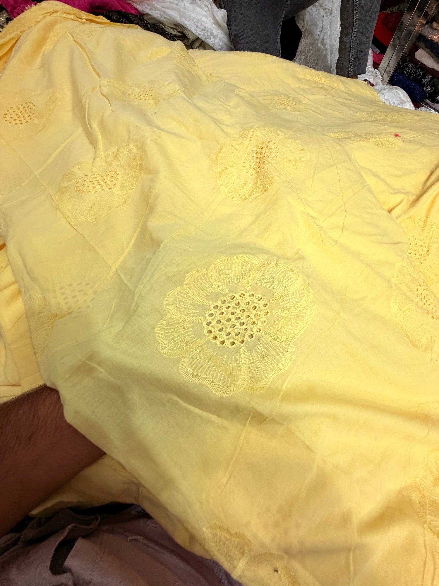 Most Premium Pure Hakuba Chikankari Cotton Fabric (Big WIDTH!!)