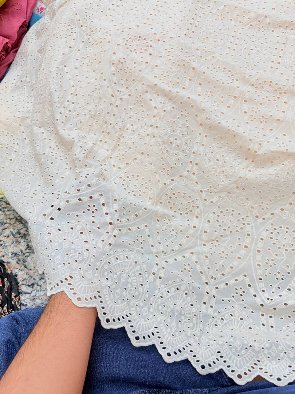 Most Premium Pure Cotton Hakuba Chikankari Fabric (Dyeable Also) (Big WIDTH!!)