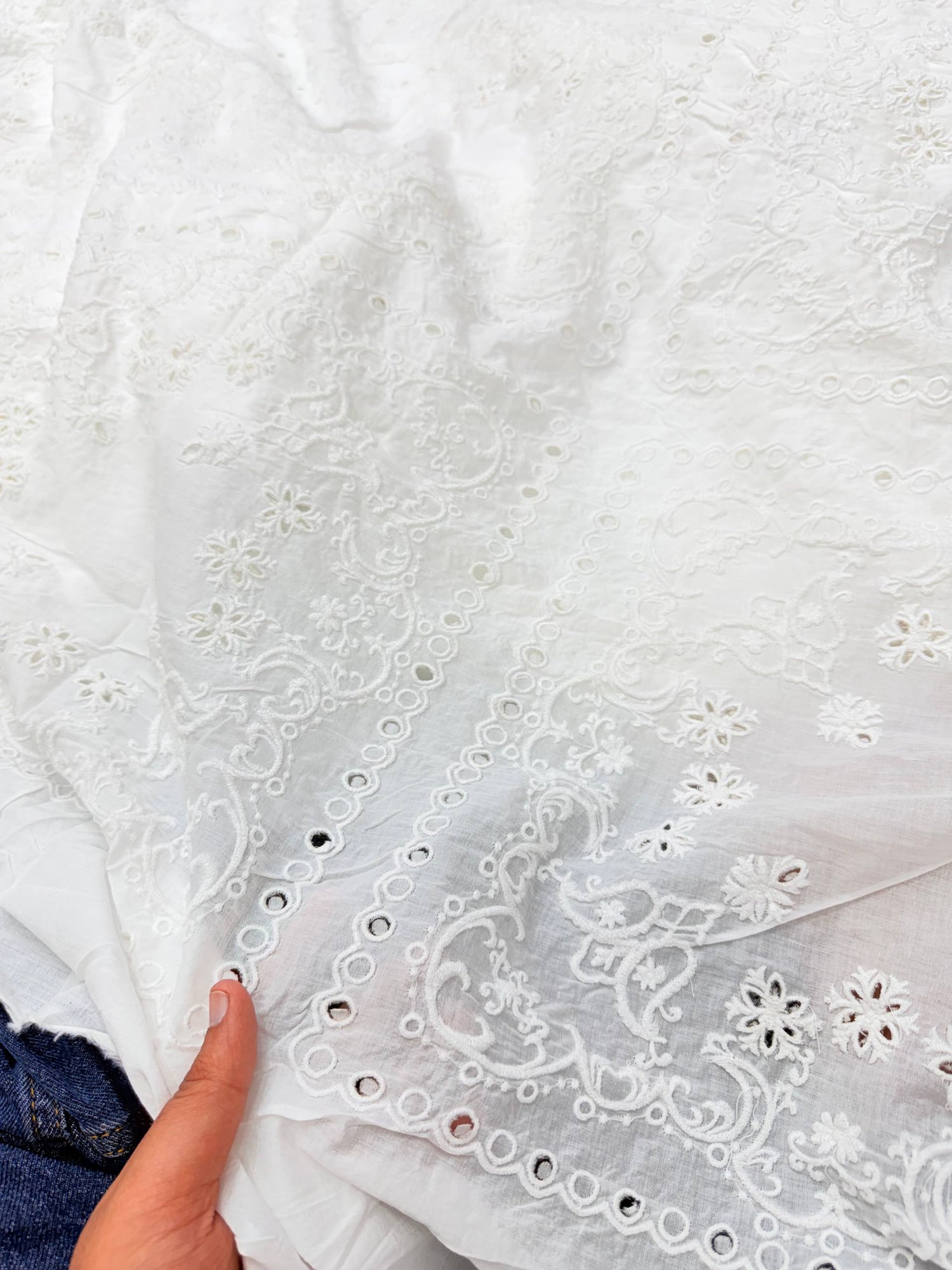 Most Premium Pure Cotton Hakuba Chikankari Fabric (Dyeable Also) (Big WIDTH!!)