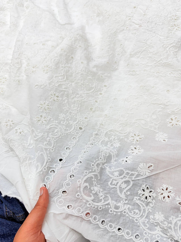 Most Premium Pure Cotton Hakuba Chikankari Fabric (Dyeable Also) (Big WIDTH!!)