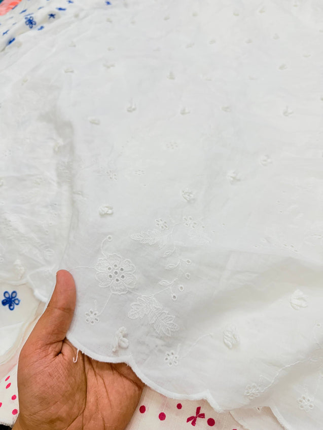 Premium Fine 3D Flower On Pure Cotton (Big WIDTH!!) (Dyeable Also)