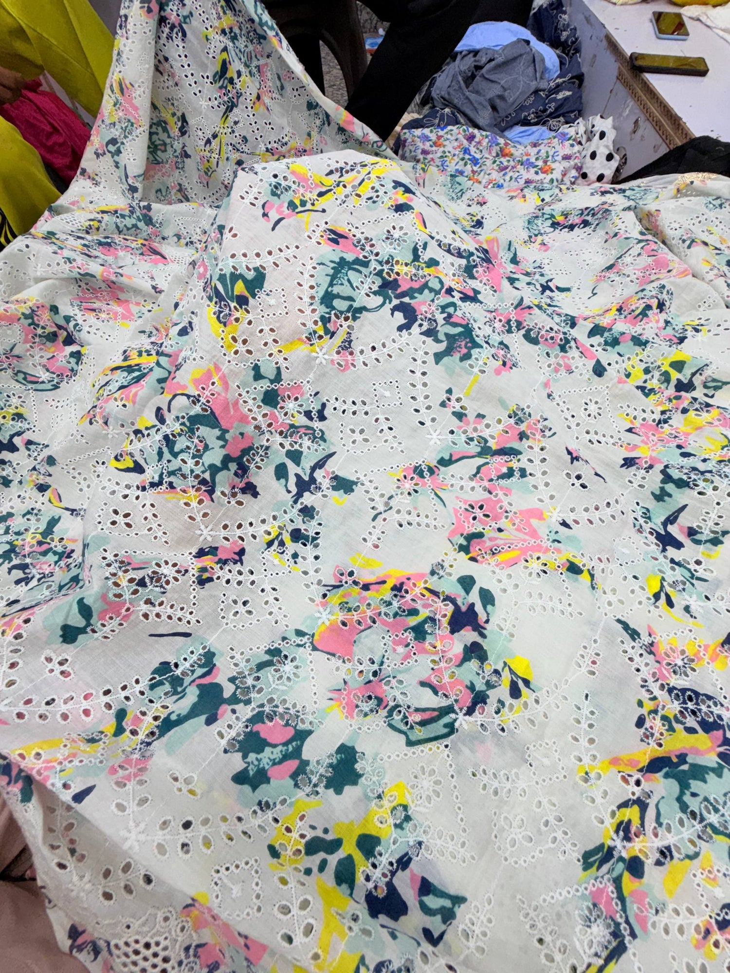 Most Premium Pure Hakuba Chikankari PRINTED Cotton Fabric (Big WIDTH!!)