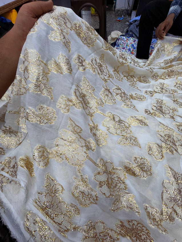 Most Premium Fine Zari Weaving On Pure Georgette FABRIC (Big WIDTH!!)  DYEABLE ALSO