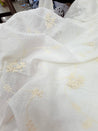 Premium Fine 3D Flower With Chikankari On Pure Cotton FABRIC (Big WIDTH!!) DYEABLE ALSO