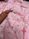 Most Premium Pure Fine Stripes EMBROIDERY LINEN Cotton FABRIC (Big WIDTH!!)