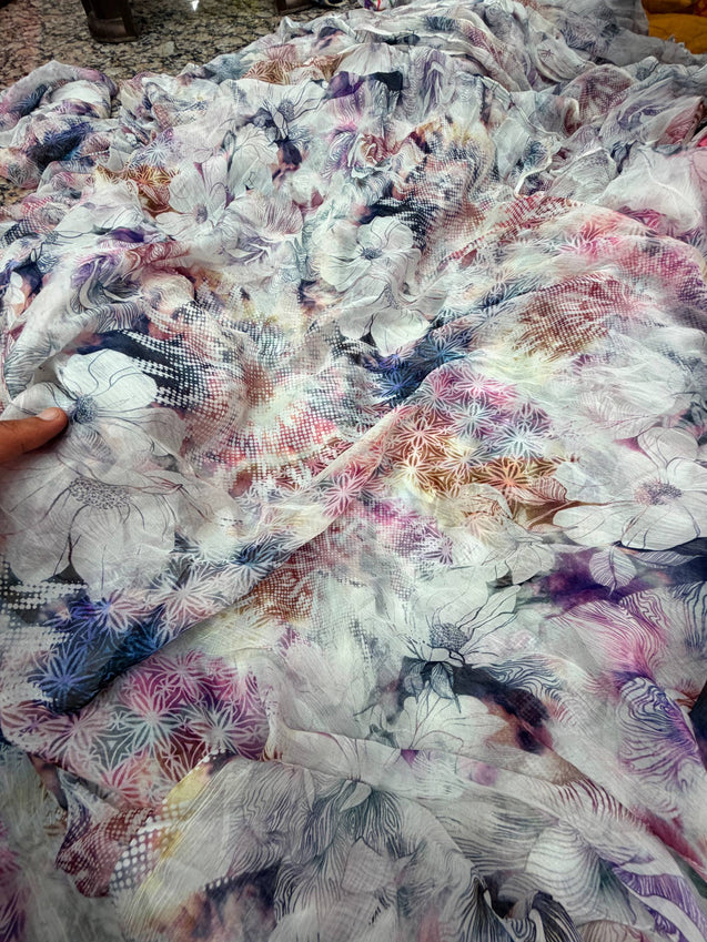 Most Premium Pure Chiffon Chinon FABRIC With Digital PRINTED