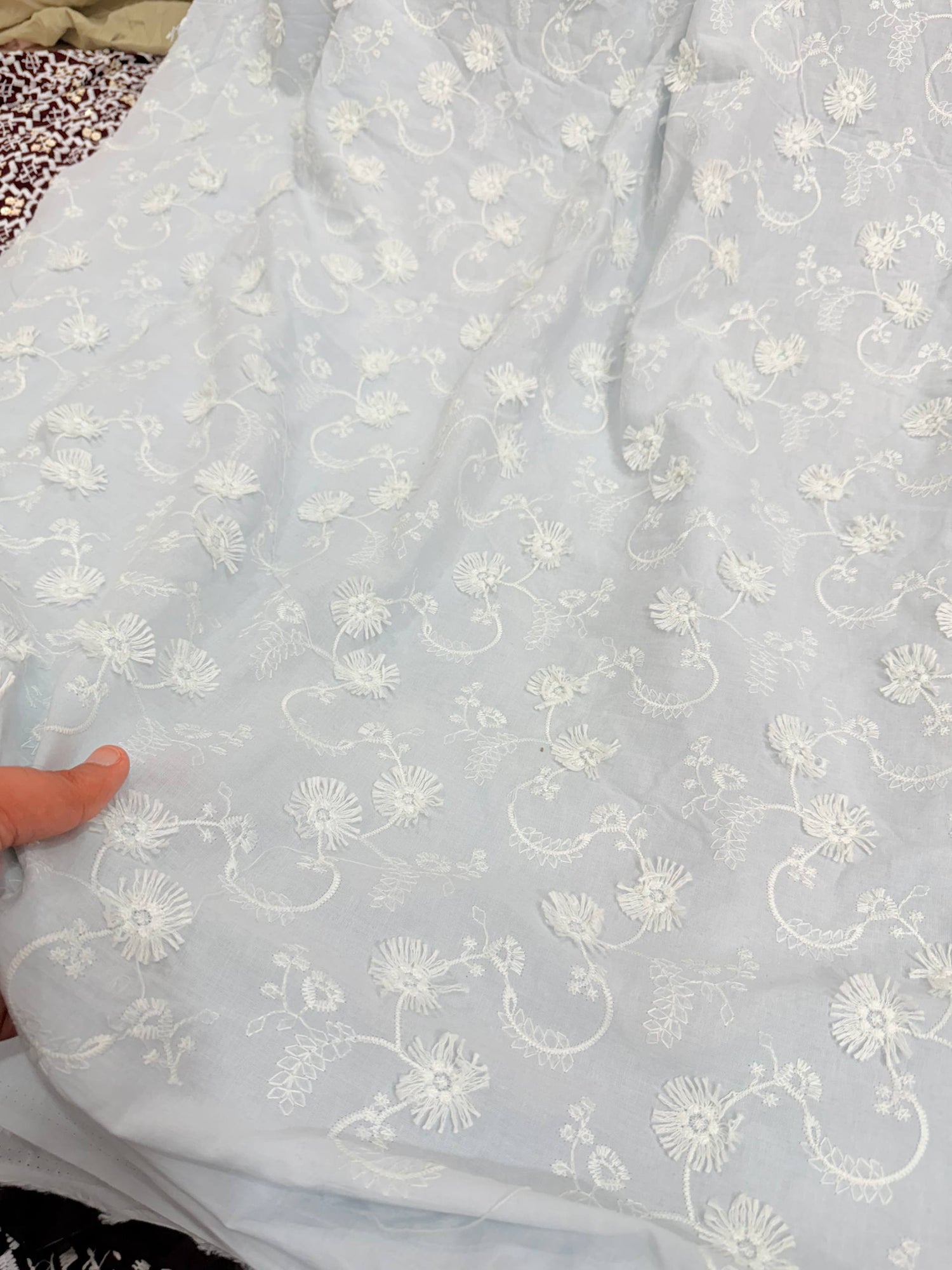 Most Premium Pure Hakuba Chikankari Cotton Fabric (Big WIDTH!!)