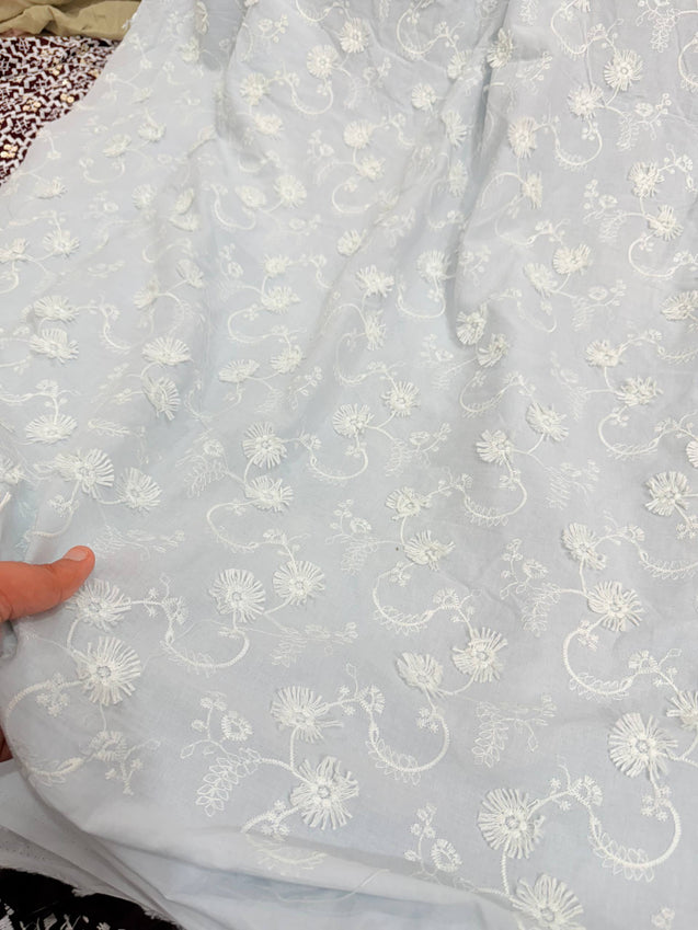 Most Premium Pure Hakuba Chikankari Cotton Fabric (Big WIDTH!!)