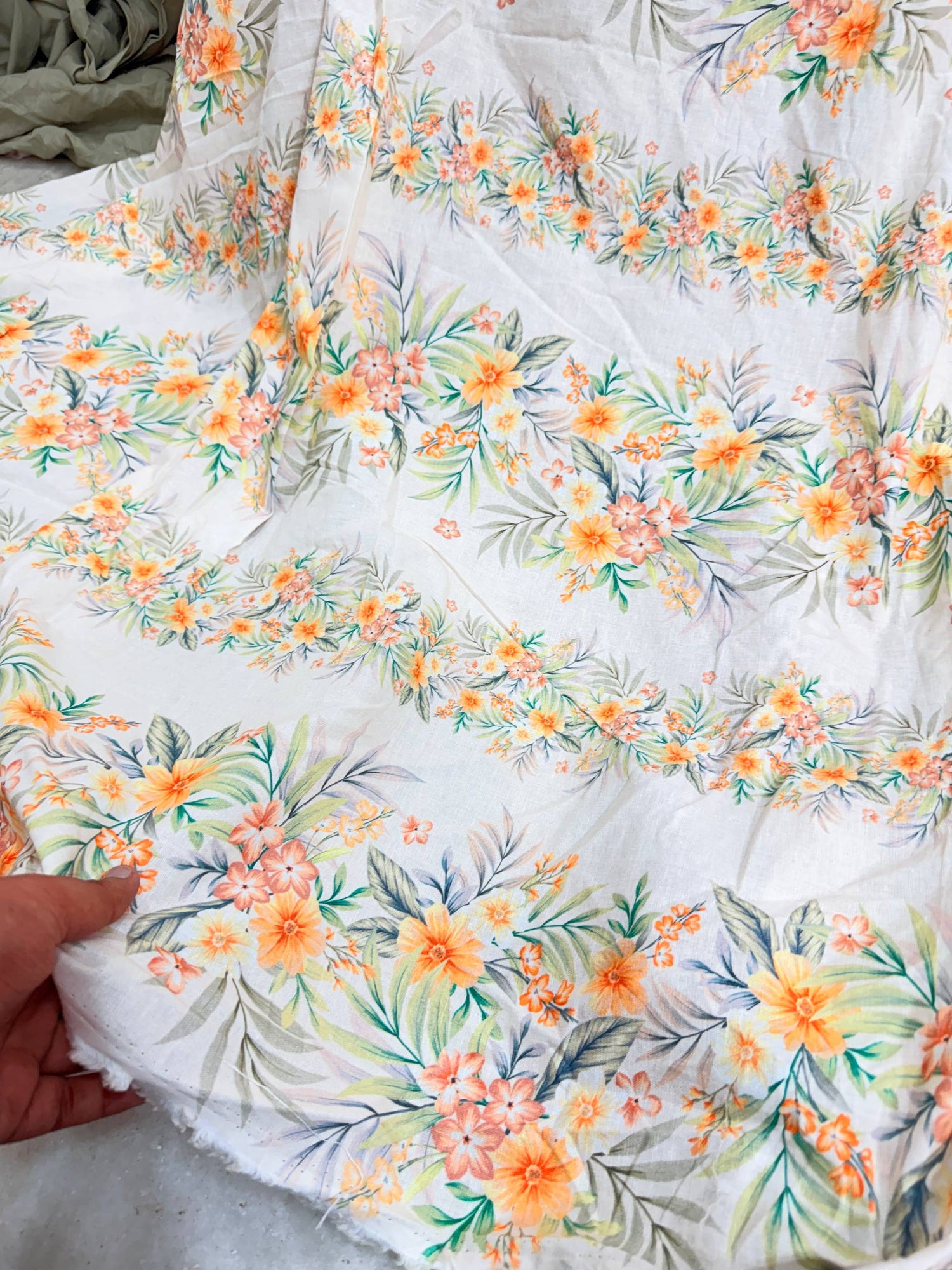 Most Premium Pure Linen Cotton Printed Fabric (Big WIDTH!!)