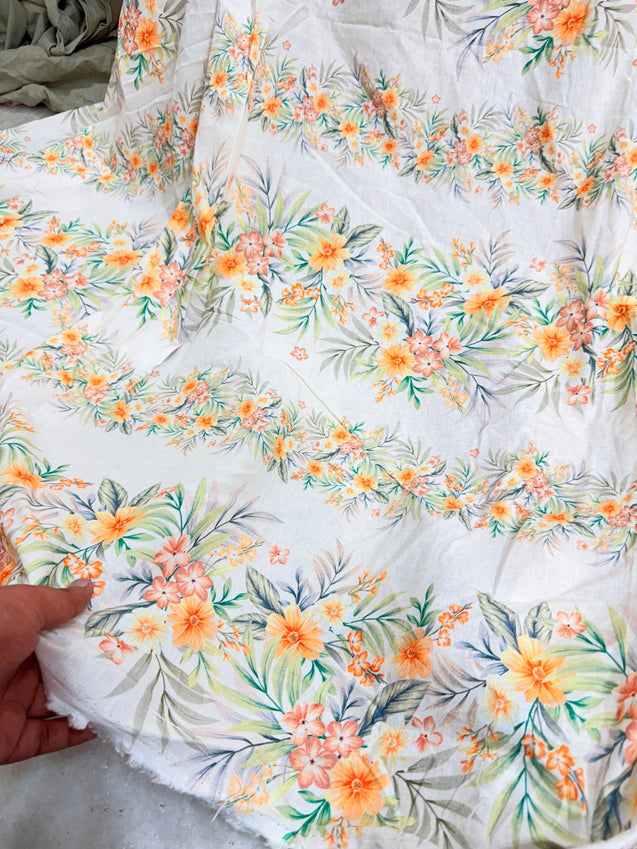 Most Premium Pure Linen Cotton Printed Fabric (Big WIDTH!!)