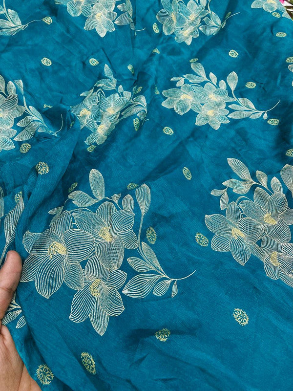 Most Premium Fine Zari khaddi Print On Pure Chinon Chiffon FABRIC