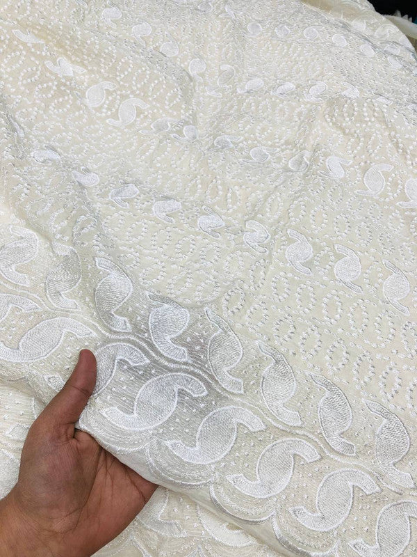 Most Premium Pure Lucknowi Chikankari Embroidery On Pure Cotton FABRIC (Big WIDTH!!)
