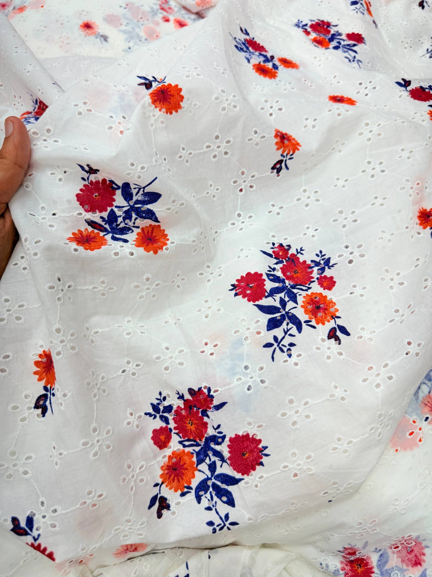 Most Premium Pure Cotton Hakuba Chikankari Printed Fabric (Big WIDTH!!)