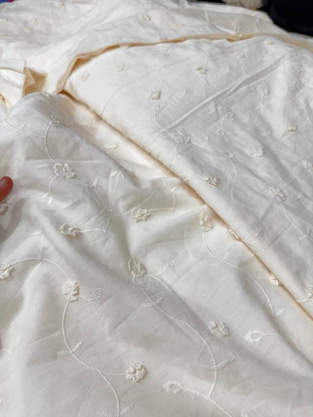Premium Fine 3D Flower On Pure Cotton (Big WIDTH!!) (Dyeable Also)