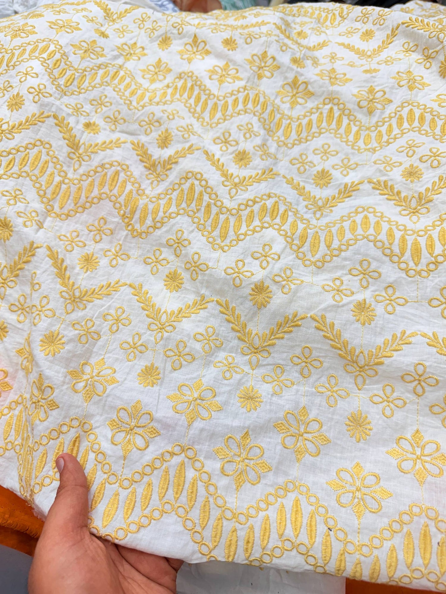 Most Premium Pure Cotton Chikankari Fabric (Big WIDTH!!)