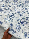 Premium Fine 3D Dori Work With Chikan On Pure Double Cloth Cotton (Big WIDTH!!)