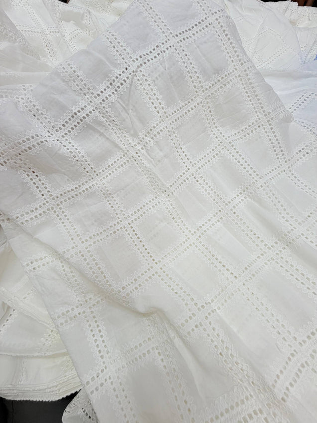 Most Premium Pure Hakuba Chikankari Cotton Fabric (Big WIDTH!!) (DYEABLE ALSO)