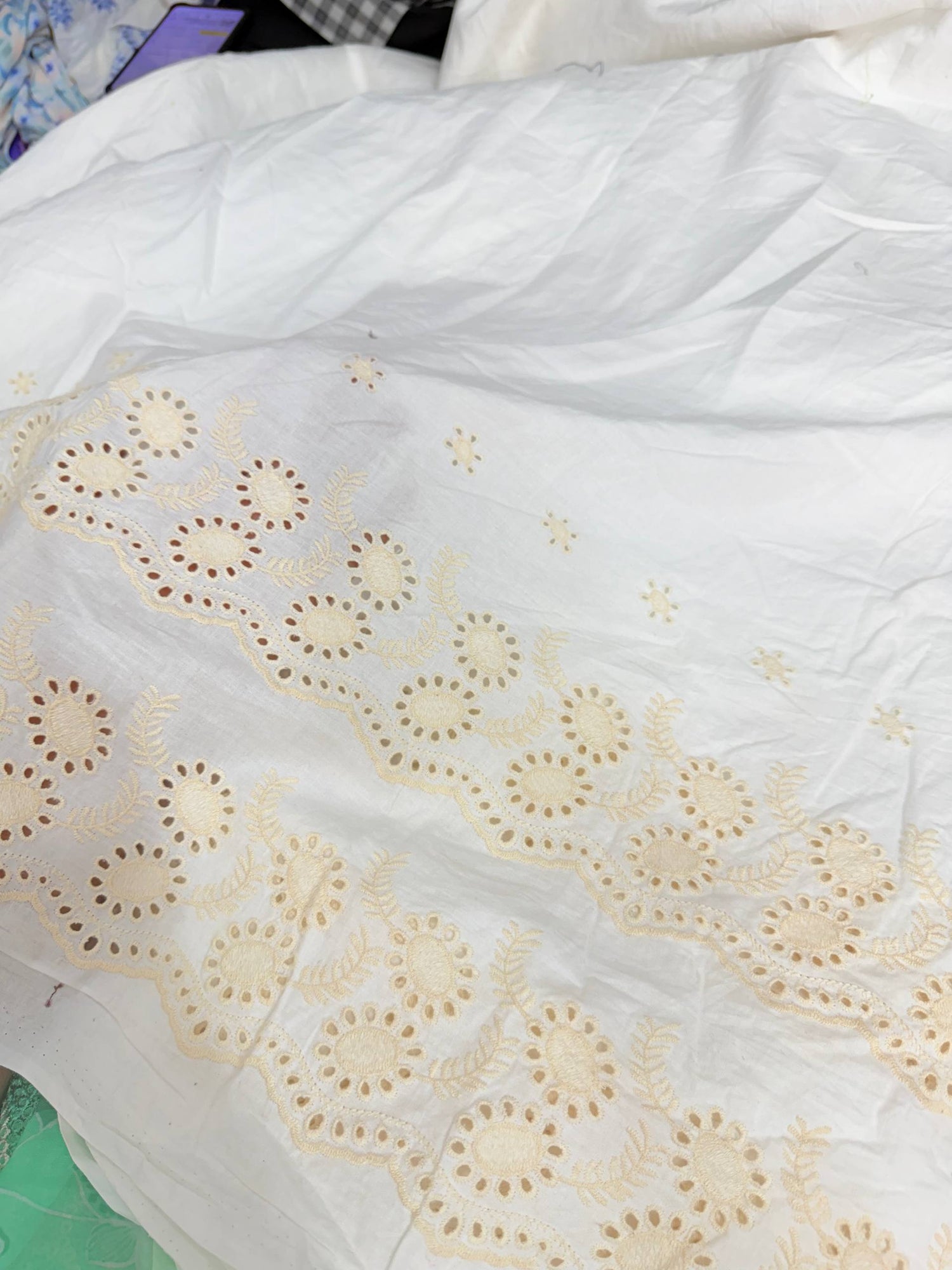 Most Premium Pure Hakuba Chikankari Cotton Fabric (Big WIDTH!!) (DYEABLE ALSO)