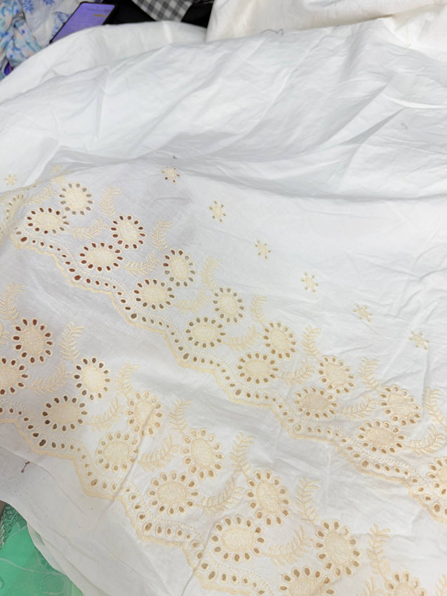 Most Premium Pure Hakuba Chikankari Cotton Fabric (Big WIDTH!!) (DYEABLE ALSO)