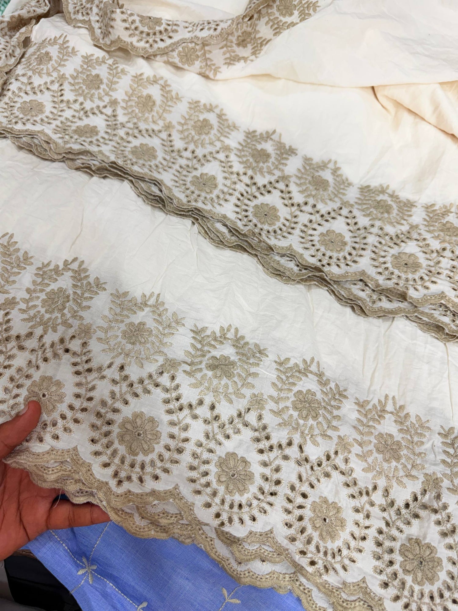 Most Premium Pure Hakuba Chikankari Cotton Fabric (Big WIDTH!!)