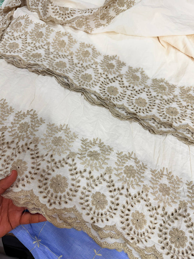 Most Premium Pure Hakuba Chikankari Cotton Fabric (Big WIDTH!!)