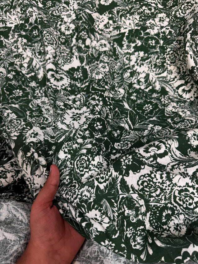 Most Premium Pure Linen Cotton Printed Fabric (Big WIDTH!!)