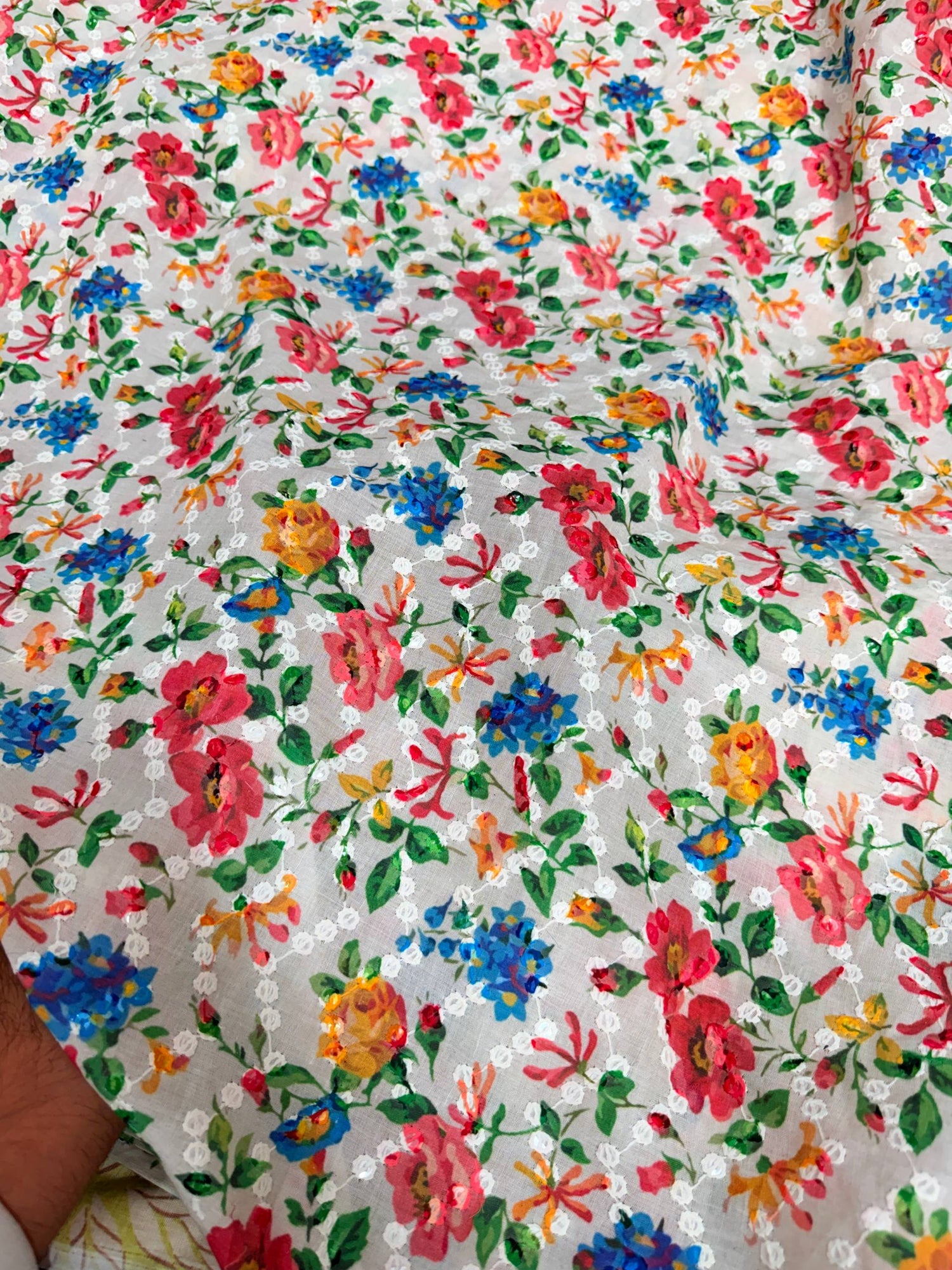 Most Premium Pure Hakuba Chikankari PRINTED Cotton Fabric (Big WIDTH!!)