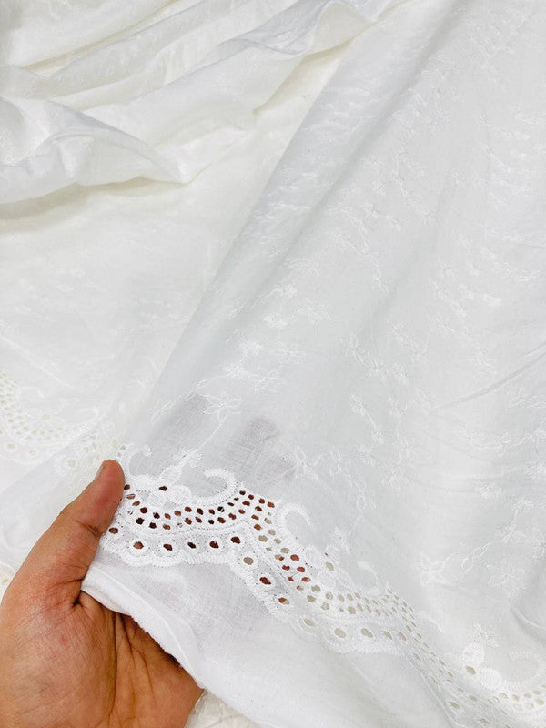 Most Premium Pure Hakuba Chikankari Embroidery On Pure Cotton FABRIC (Dyeable Also) (Big WIDTH!!)