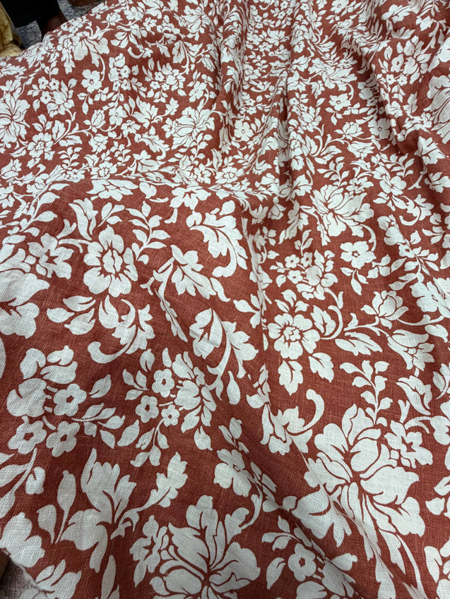 Most Premium Pure Linen Cotton Printed Fabric (Big WIDTH!!)